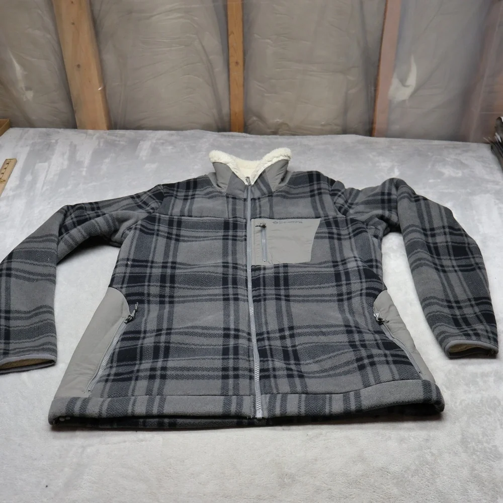 Columbia Jacket Womens XL Blue Plaid Panorama Ridge Fleece‎ Sherpa Lined Outddor